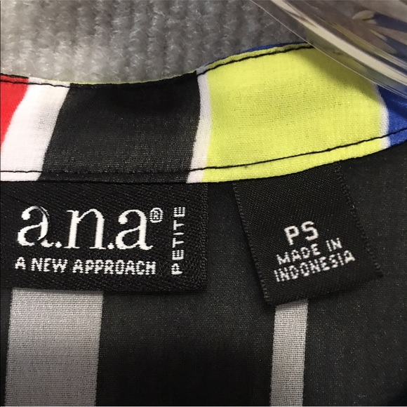TOP ANA 1/4 TAB FRONT ROLL TAB SLEEVES STRIPES red white blue black yellow PS - Picture 7 of 11
